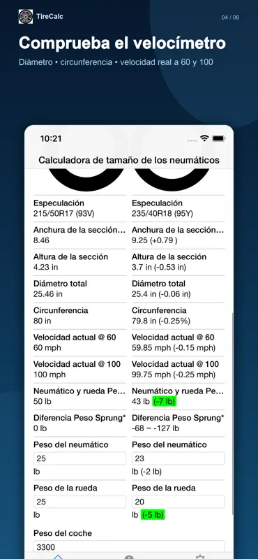 TireCalc: Neumáticos y ruedas screenshot 4 of 6