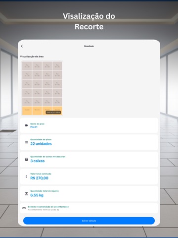 Calculadora de Revestimento iPad screenshot