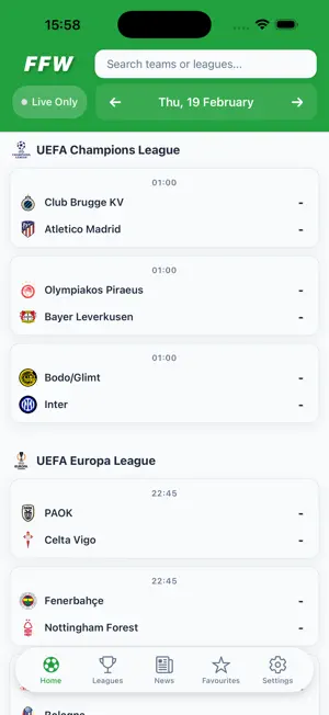 Football Live Scores: FFW+ screenshot 4