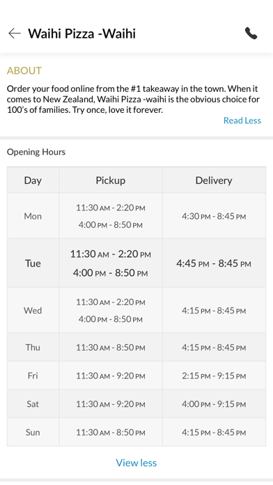 Waihi Pizza Screenshot