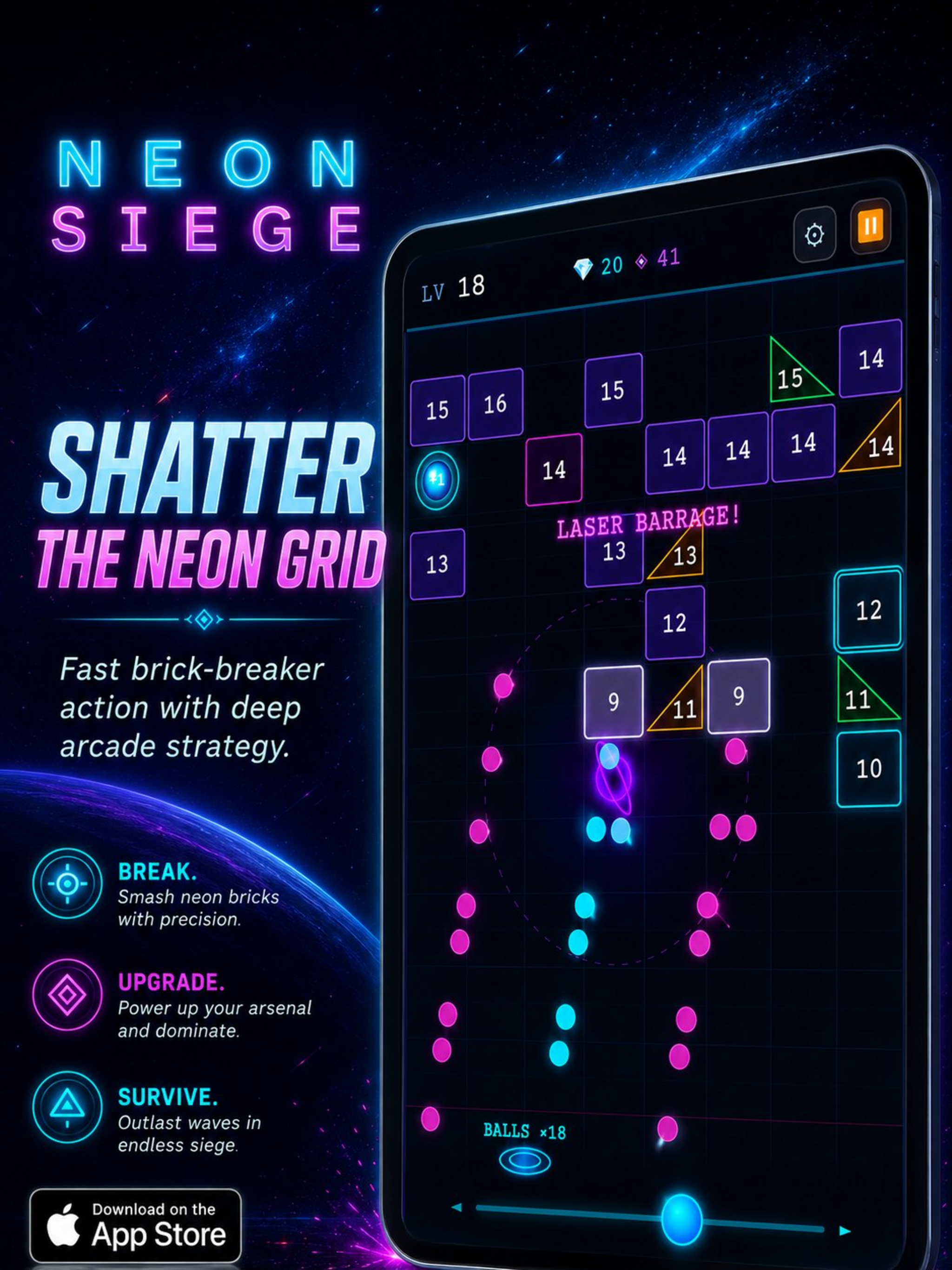 Neon Siege: Brick Breaker screenshot 12