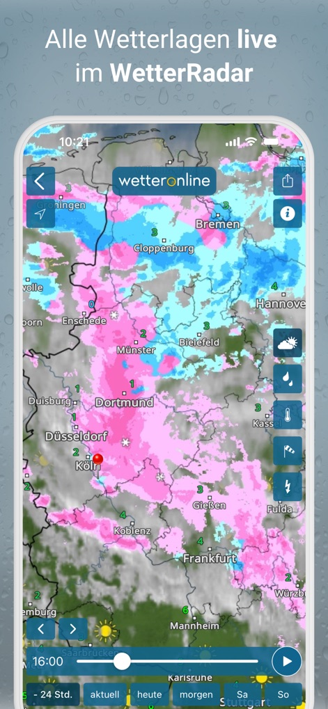 RegenRadar mit Wetterwarnungen - 