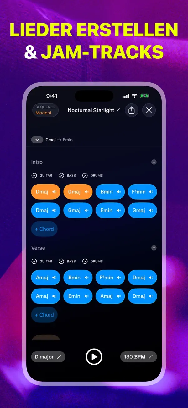 Akkorde & Tuner: Guitar Wiz iPhone App Screenshot 4 – Musik