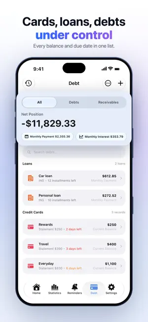 Spendry: Budget & Debt Payoff screenshot 1