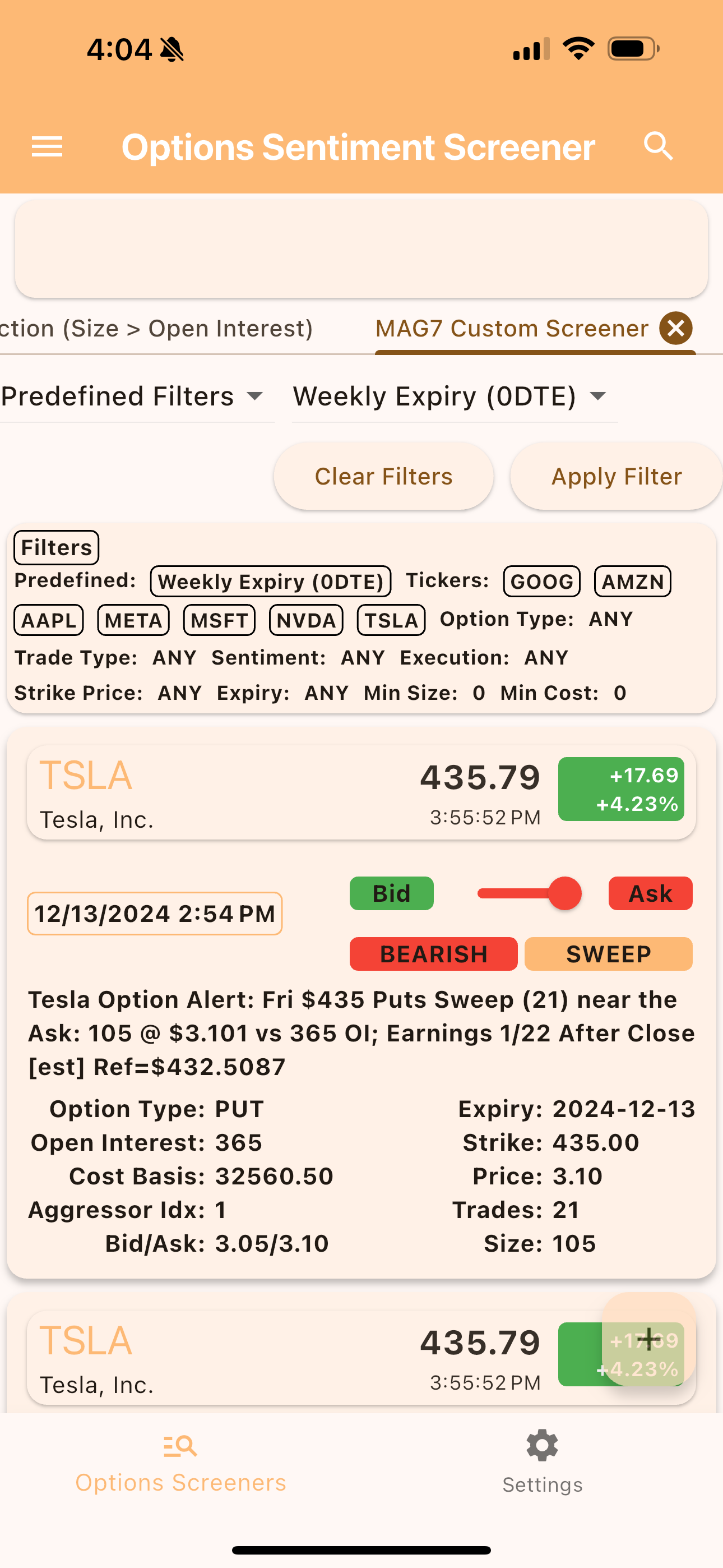 Options Sentiment Screener