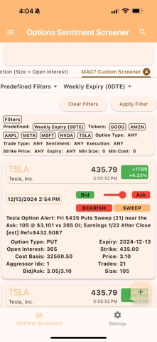 Options Sentiment Screener screenshot