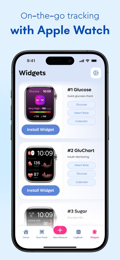 GluHealth: Blood Sugar Test AI - Users can enhance their tracking experience with customizable Apple Watch widgets, offering quick access to glucose levels and heart rate monitoring on the go.