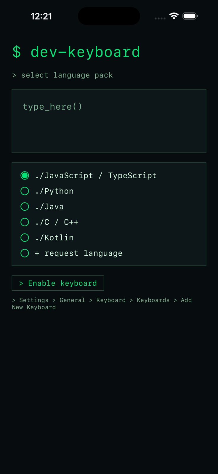 Dev Keyboard: Code & Symbols iphone screenshot 1
