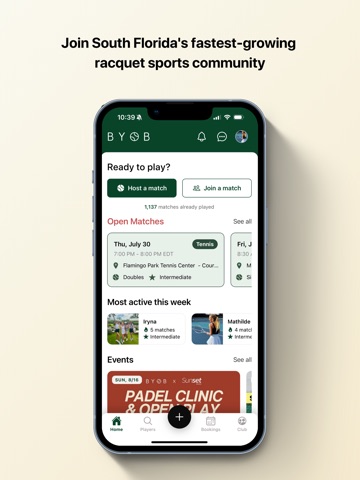 BYOB: Racquet Sports Community ipad screenshot 2