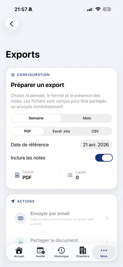 Capture d'écran de Feuille Heures sur iPhone 5