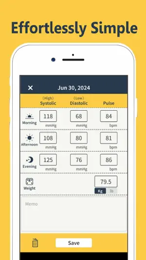 Blood Pressure Tracker · Log screenshot 1