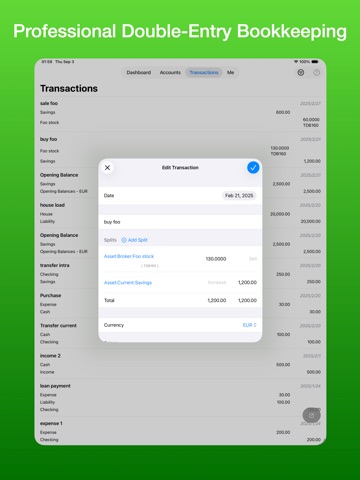 MyLedger: GnuCash Companion iPad screenshot