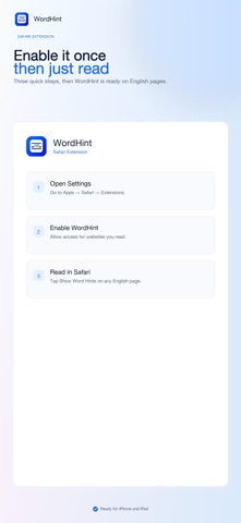 WordHint for Safari iPhone screenshot