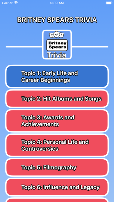 Britney Spears Trivia Screenshot