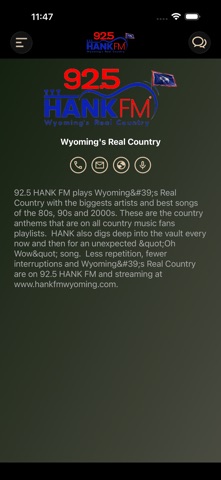 HANK FM Wyoming app screenshot 3