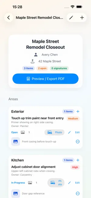 PunchProof Punch List screenshot 2