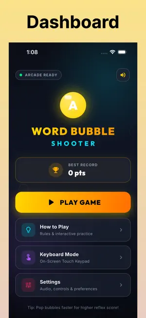 Word bubble shooter for typist screenshot 1