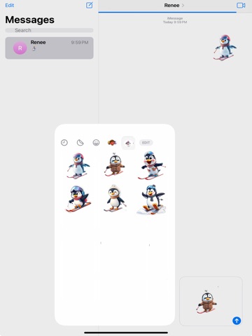 Skiing Penguin Stickers iPad screenshot