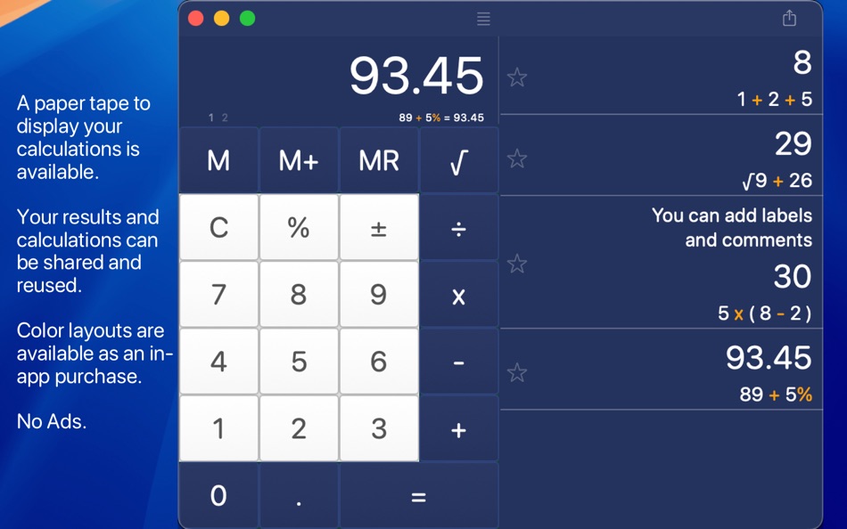 #2. Simple Calculator+ (macOS) 来自: UNB SYSTEMS PTY LTD