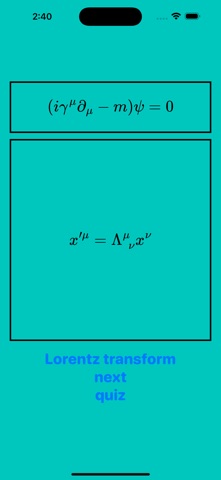 Dirac equation iPhone screenshot