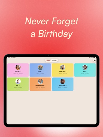 Presented - Birthday Reminders iPad screenshot