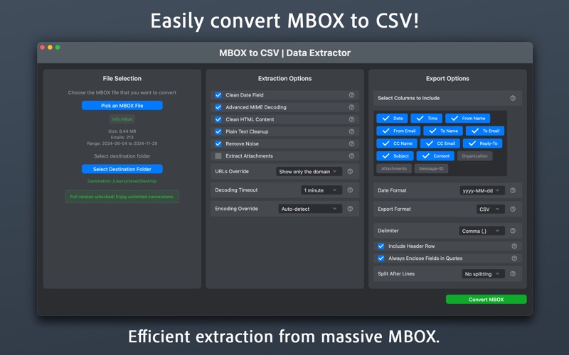MBOX to CSV - Data Extractor iPhone screenshot