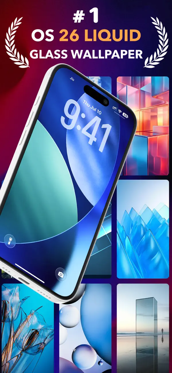 Screenshot #1 pour Glass Wallpapers OS 26 - 4K