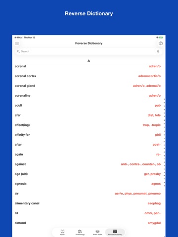 Medical Roots Dictionary iPad screenshot