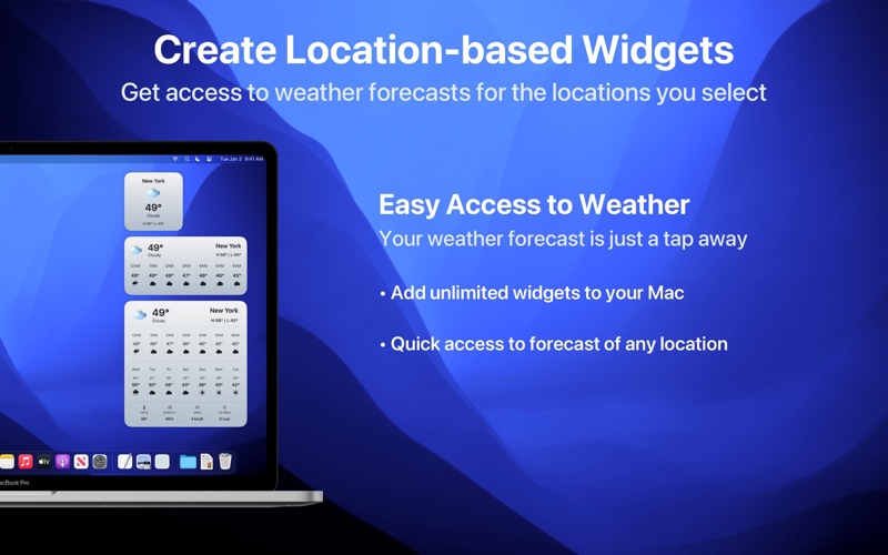 Weather Forecast App: Menu bar Screenshot