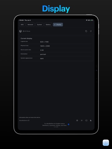 AboutMyDevice: Benchmark, info iPad screenshot