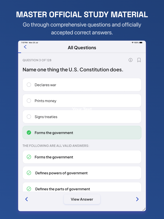 US Citizenship Test : 2026 iPad screenshot