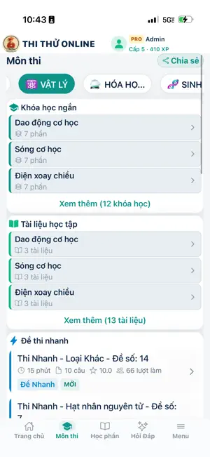 Thi Thử Online: Luyện Đề THPT screenshot 2