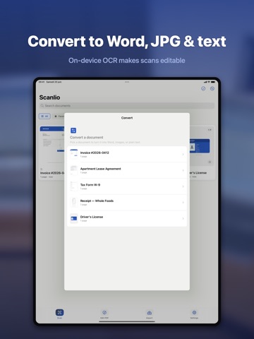Scanlio: PDF Scanner & OCR iPad screenshot