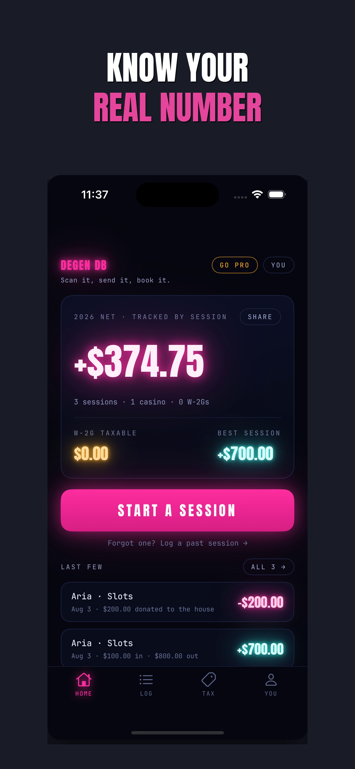 Degen Dashboard: Casino Log screenshot 4