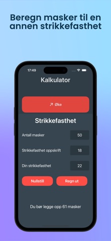 Strikkeapp screenshot