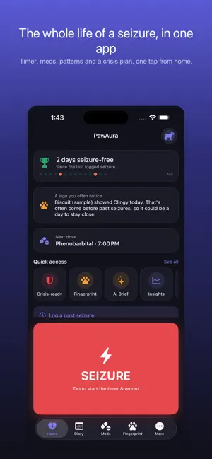PawAura: Dog Seizure Tracker screenshot 1