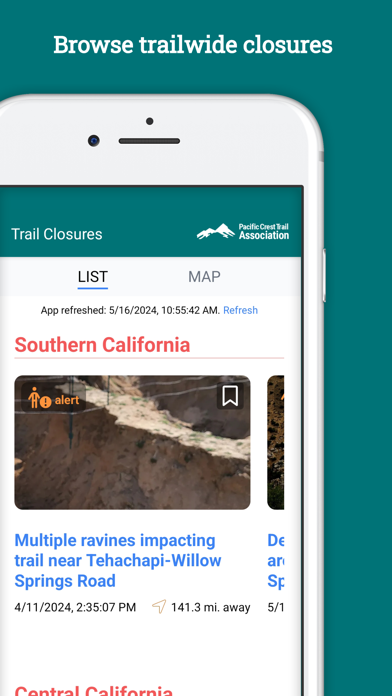 Pacific Crest Trail Closures Screenshot