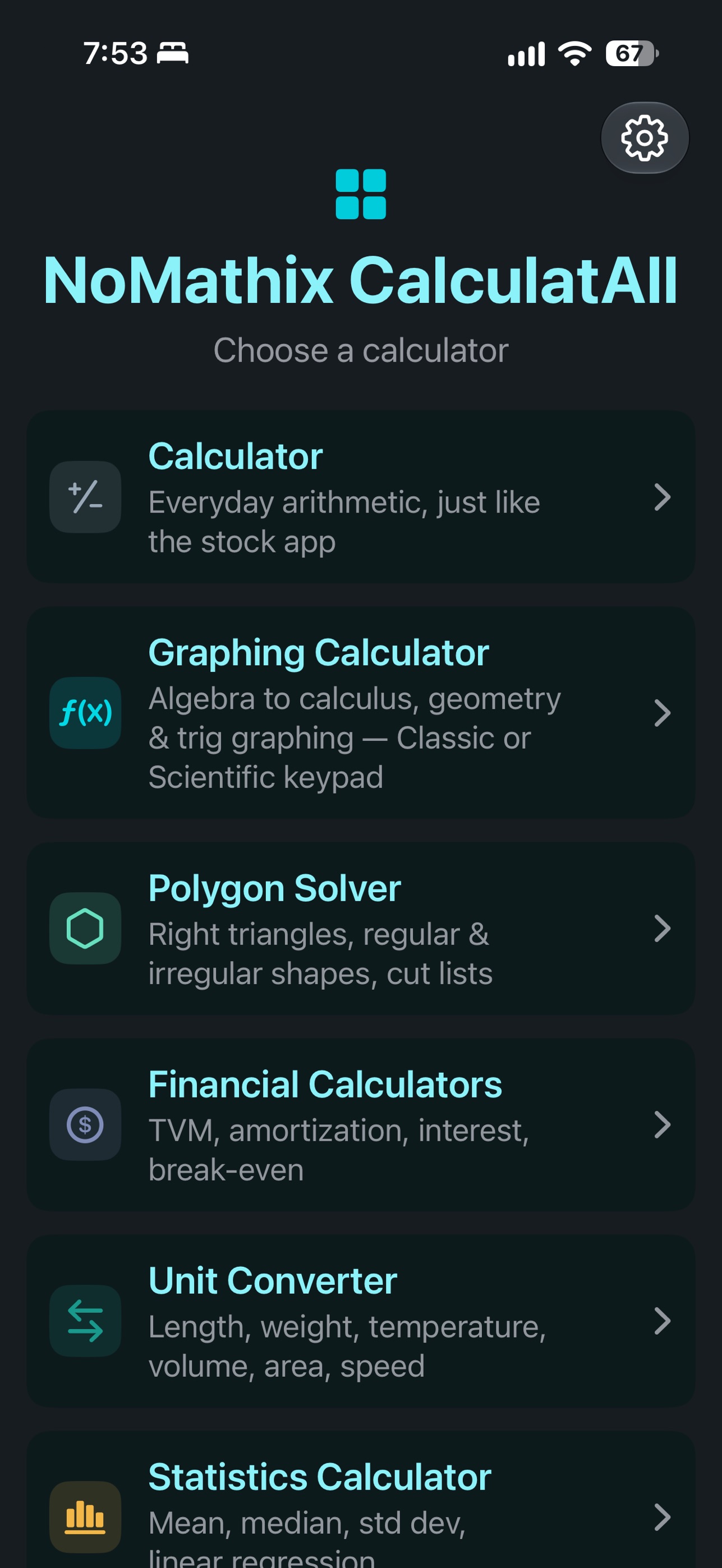 Screenshot 1 of NoMathix CalculatAll