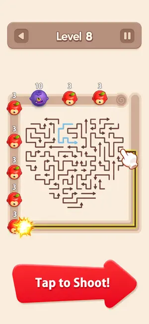 Arrows vs Fruits: Maze Puzzle screenshot 1