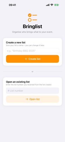 Bringlist screenshot
