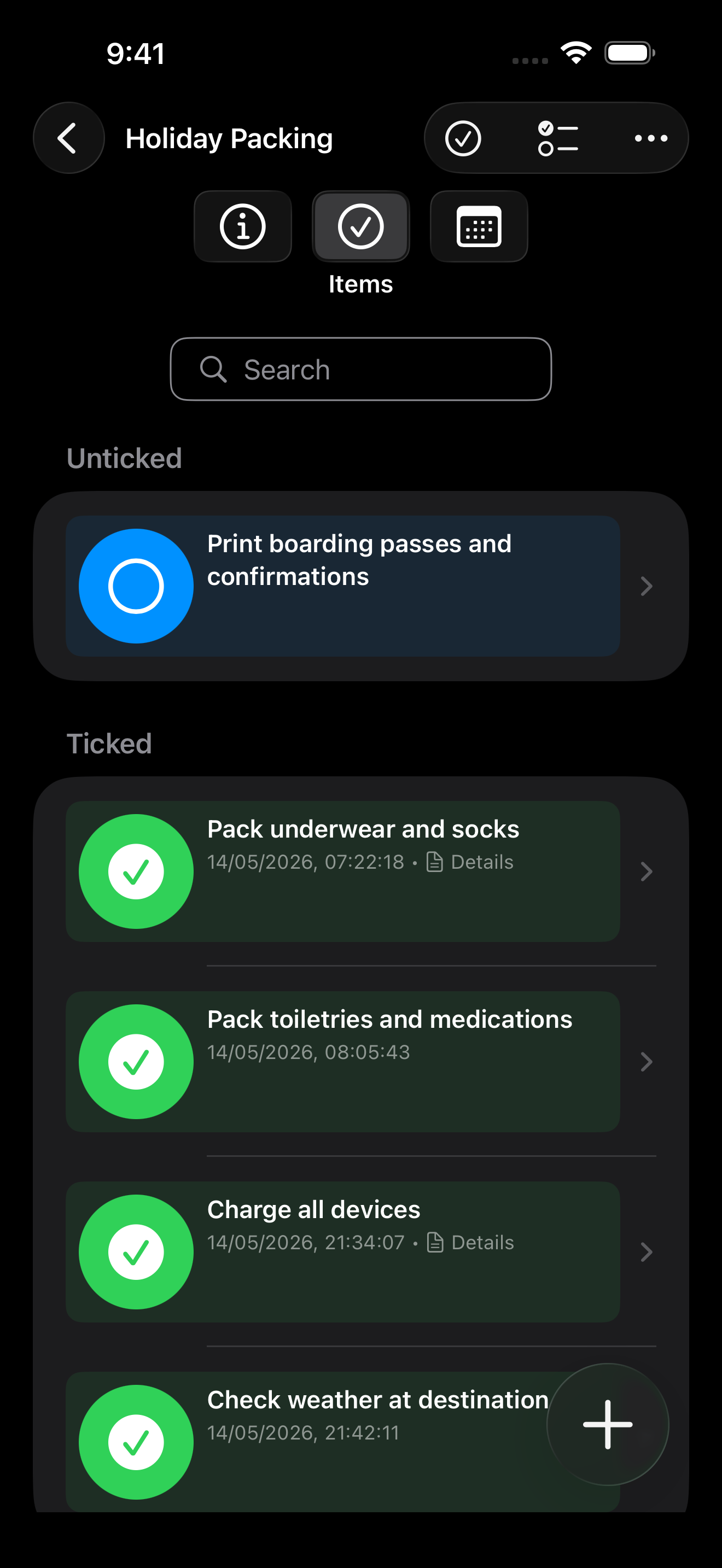 Checkomat: Private Checklists