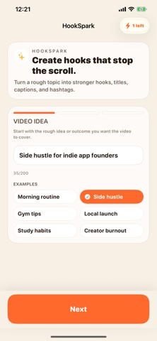 HookSpark: AI Hook Writer Screenshot 1 of 5