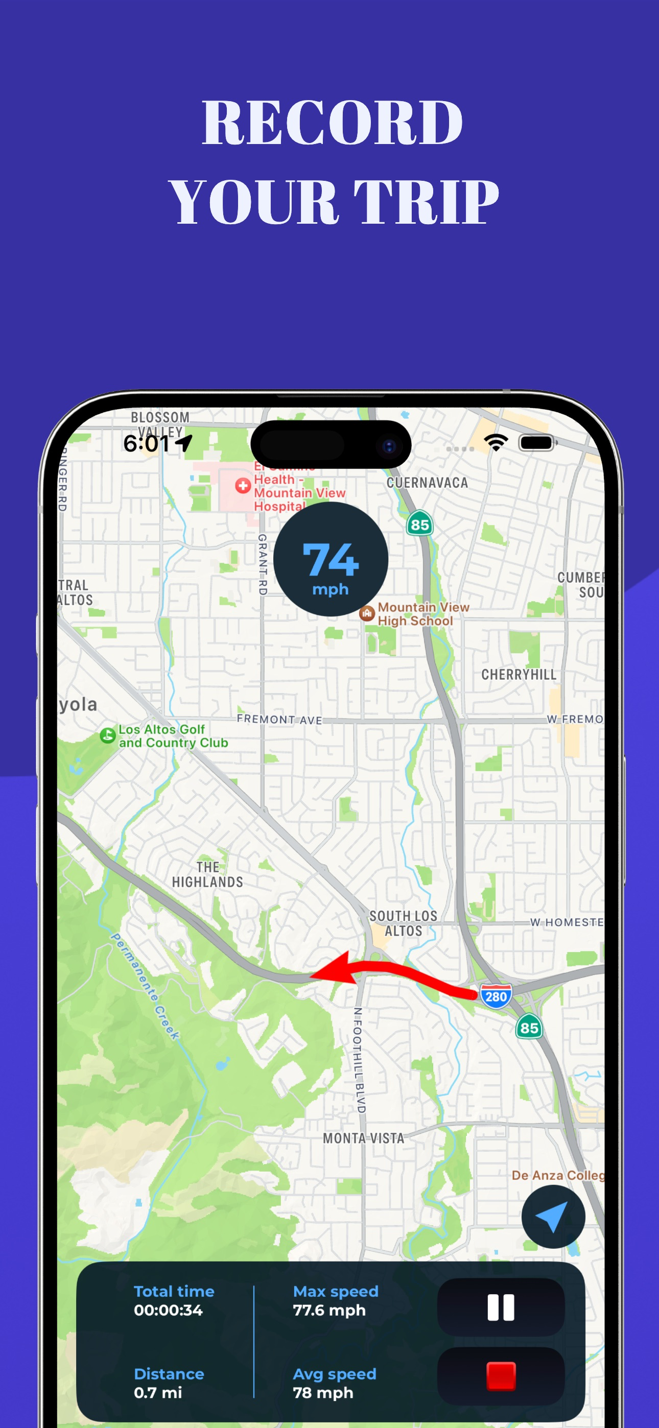 GPS Speedometer. Speed tracker