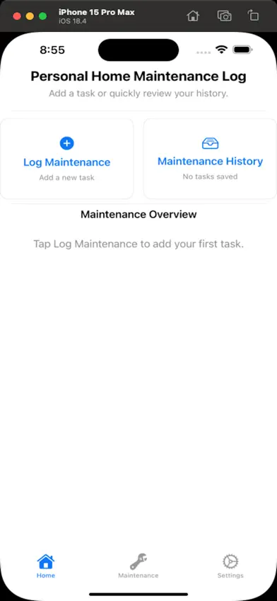 Home Maint Log screenshot 1