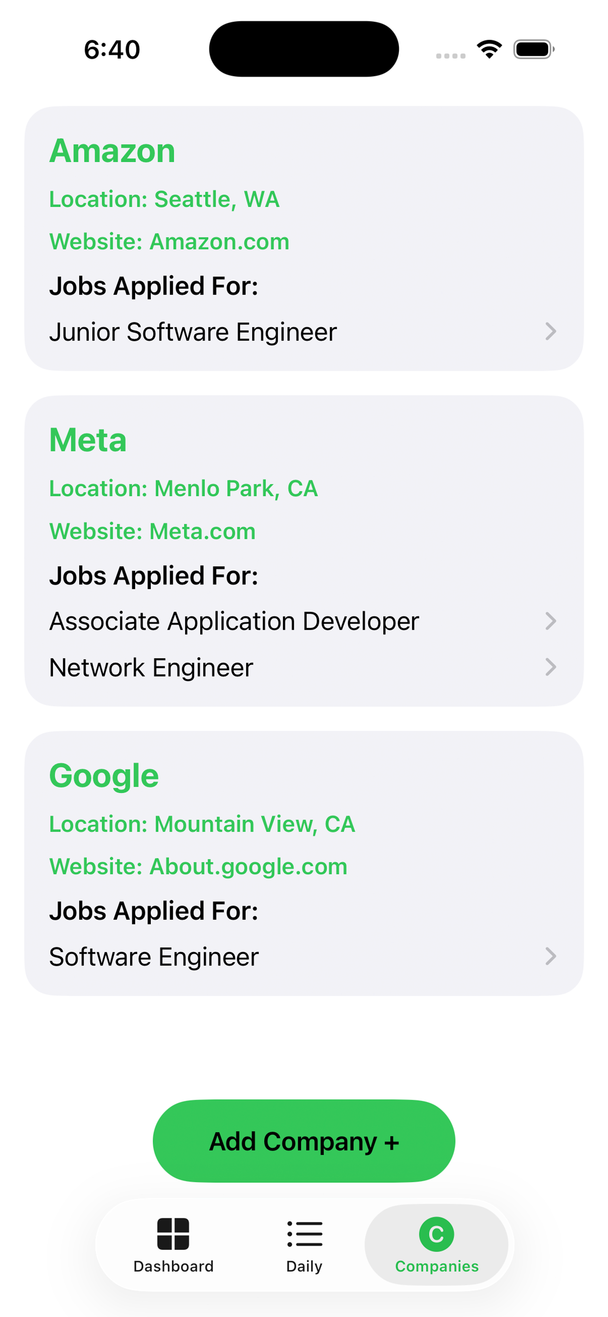Job Journal: Track Jobs