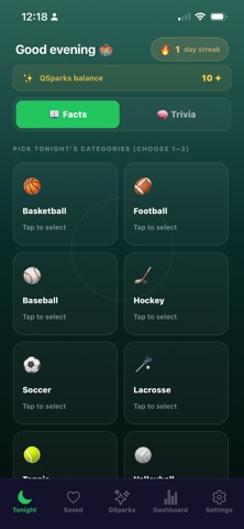 Qurio Sports Facts & Trivia iPhone screenshot