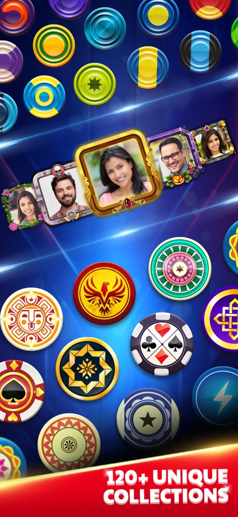 Carrom King - The app offers extensive customization, displaying numerous unique puck designs and decorative frames for personalization.