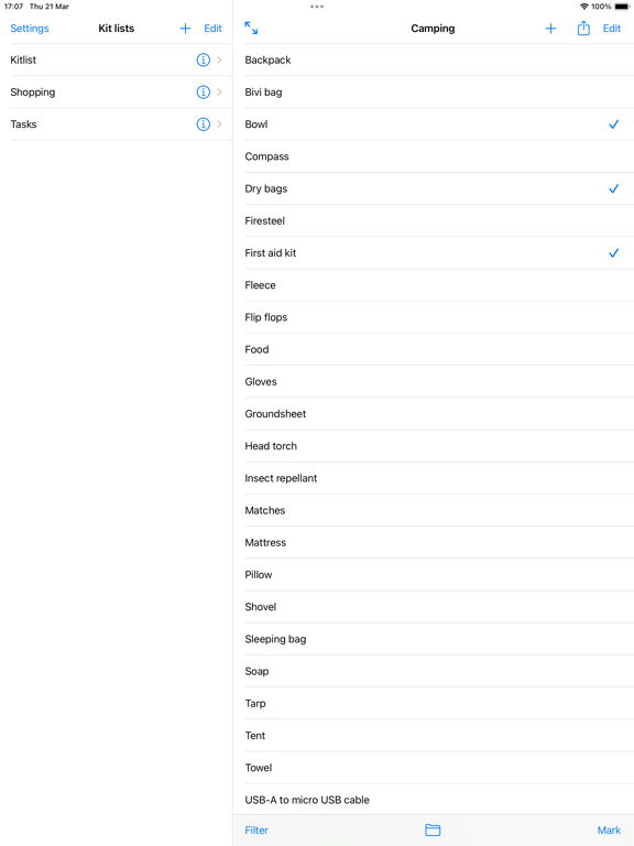 Screenshot #4 pour Trip Kitlist