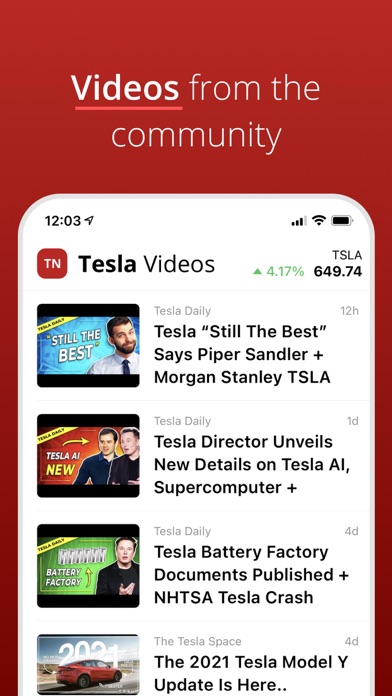 Unofficial Tesla News Screenshot