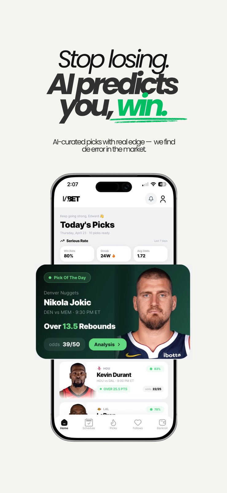 IABET - AI Sports Predictions iphone screenshot 1